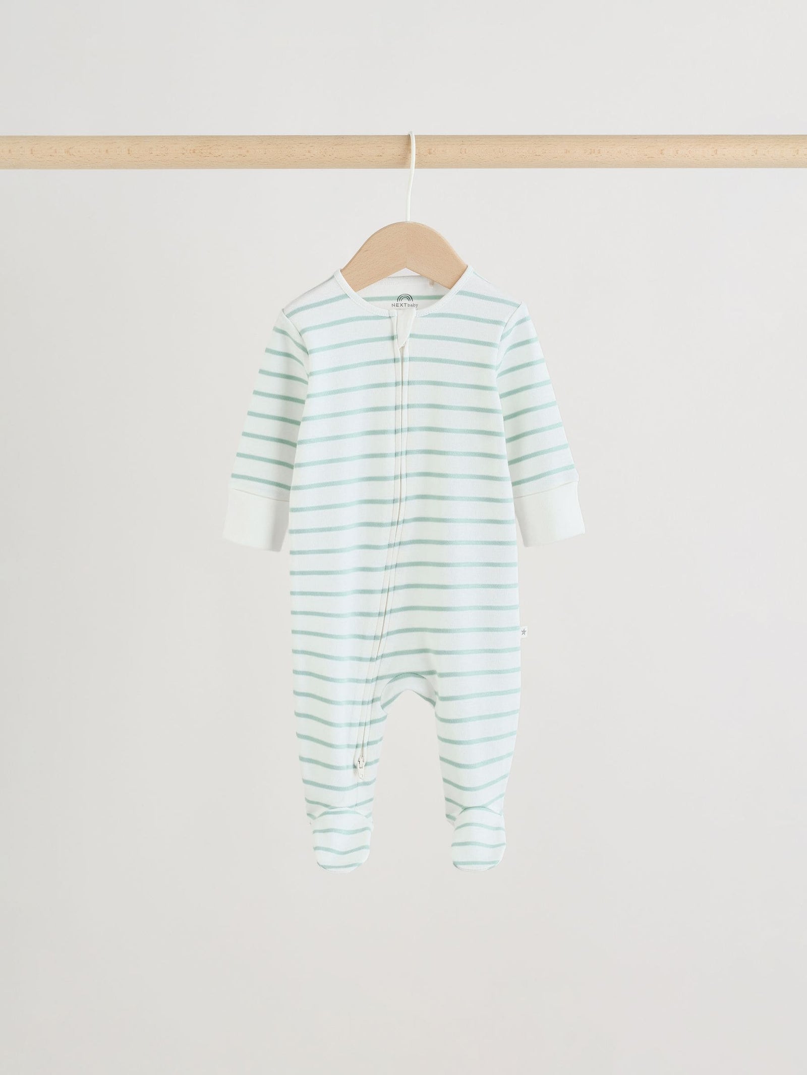 Green Two Way Zip Baby Sleepsuits 4 Pack (0mths-2yrs)