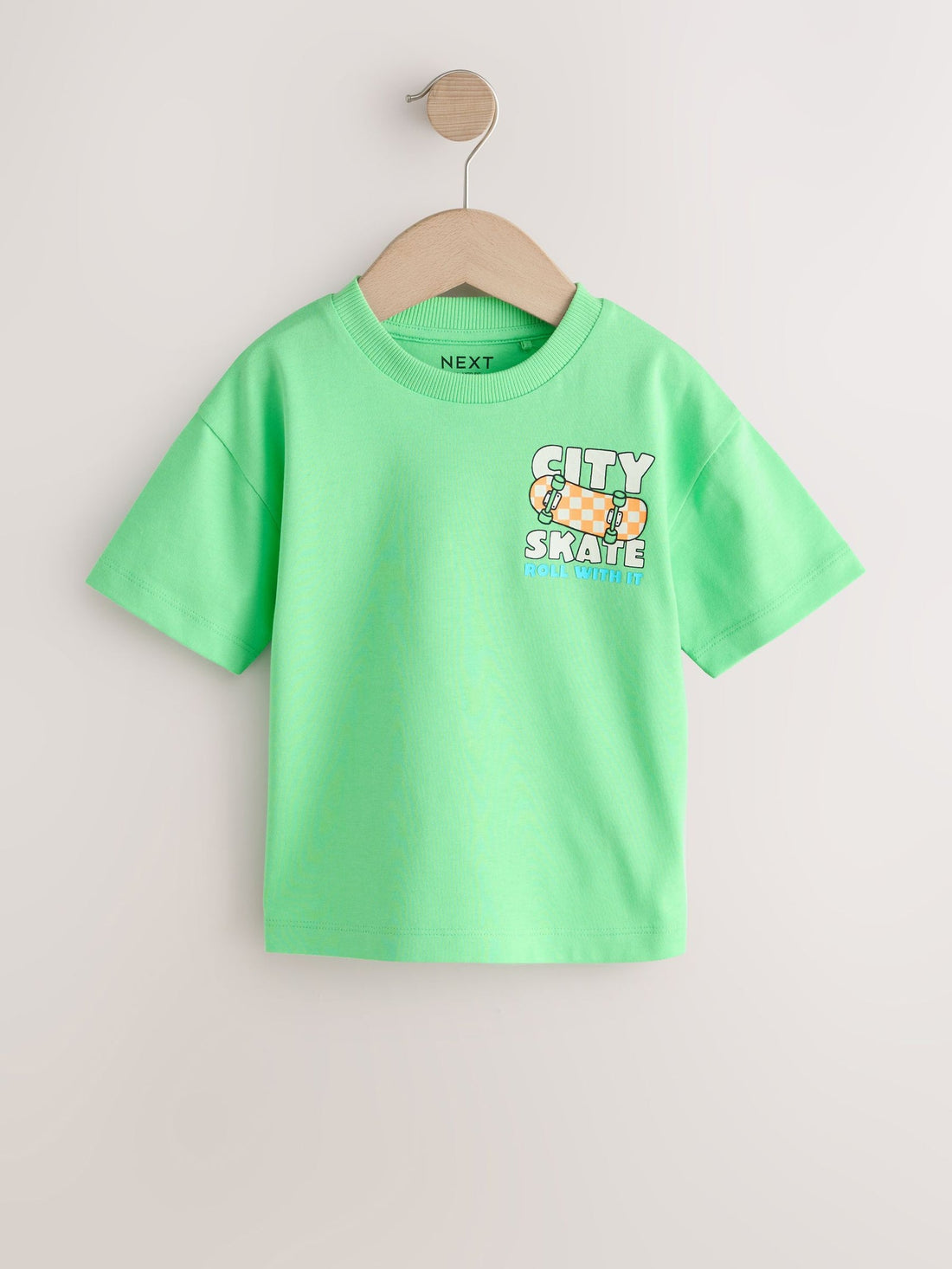 Green Skateboard Short Sleeve Back Print T-Shirt (3mths-7yrs)