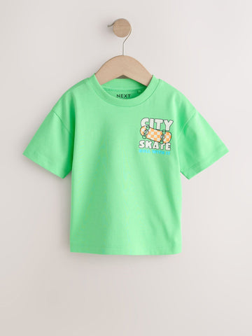 Green Skateboard Short Sleeve Back Print T-Shirt (3mths-7yrs)