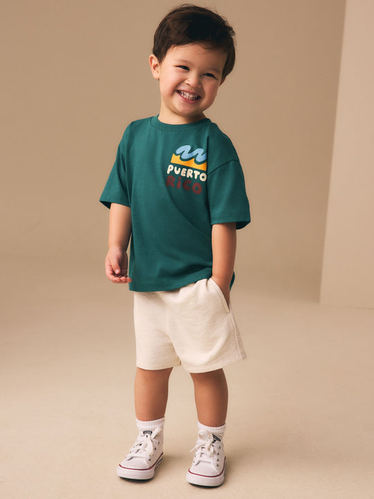 Teal Blue Puerto Rico Short Sleeve Back Print T-Shirt (3mths-7yrs)