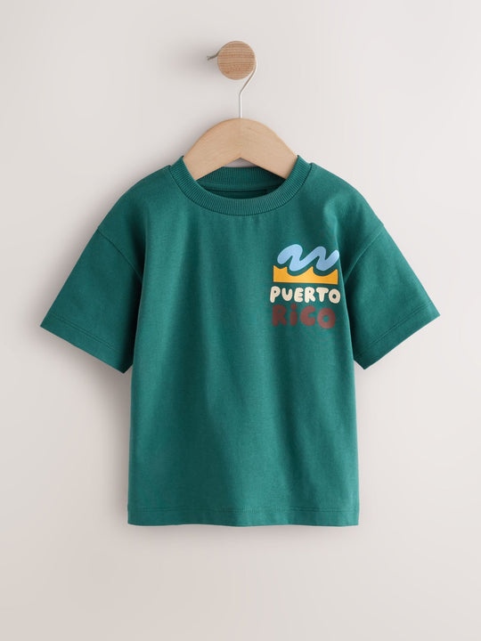 Teal Blue Puerto Rico Short Sleeve Back Print T-Shirt (3mths-7yrs)