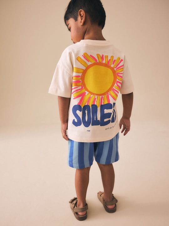 Ecru Soleil Sun Short Sleeve Back Print T-Shirt and Shorts Set (3mths-7yrs)