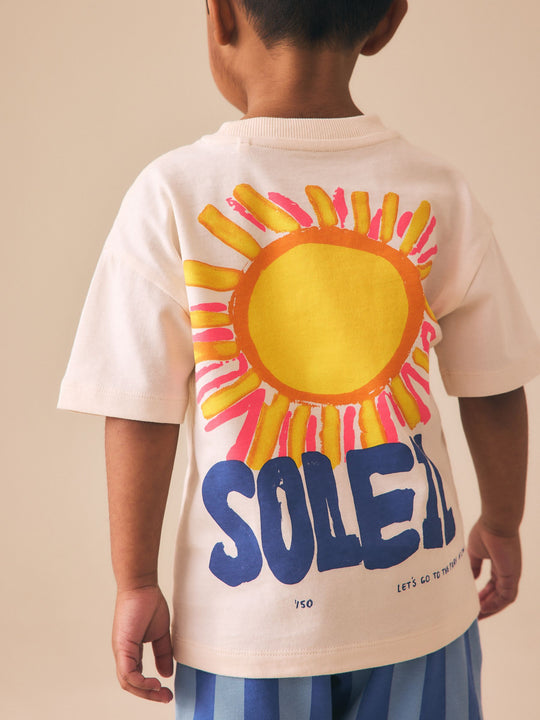 Ecru Soleil Sun Short Sleeve Back Print T-Shirt and Shorts Set (3mths-7yrs)