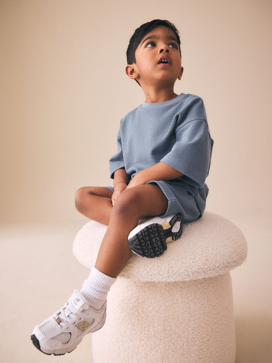 Light Blue Textured Short Sleeve T-Shirt and Shorts Set (3mths-7yrs)