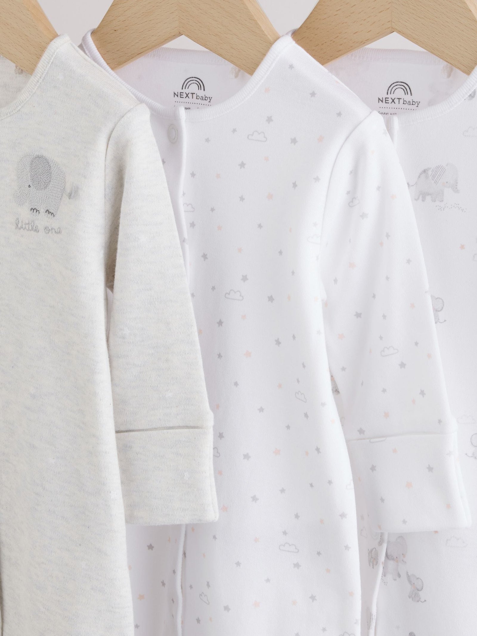 Grey Elephant Baby Sleepsuits 3 Pack (0-2yrs)