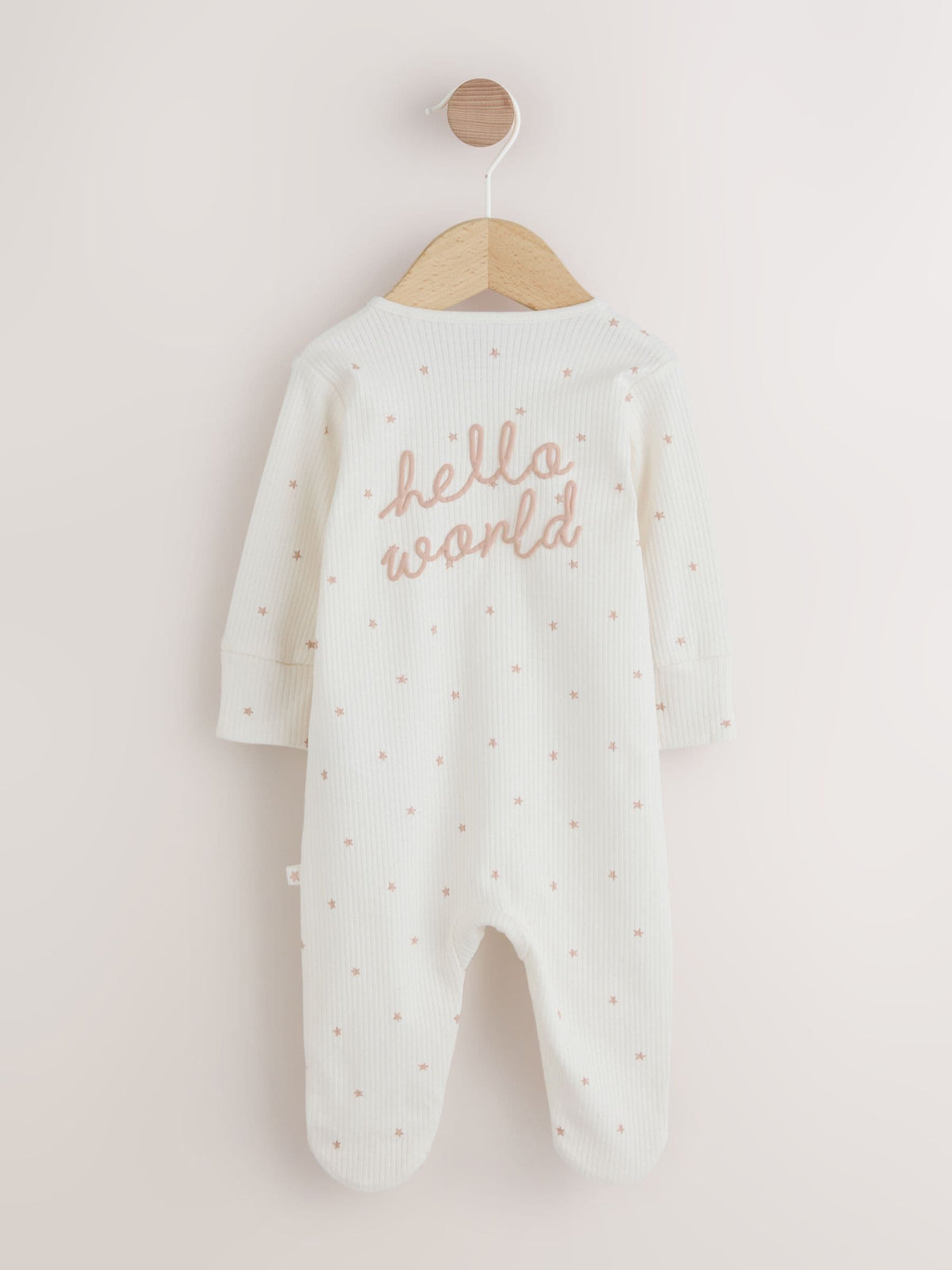 Cream Hello World Baby Sleepsuit and Hat Set (0-9mths)