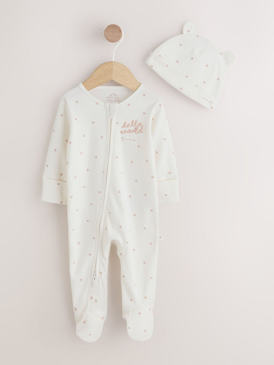 Cream Baby Sleepsuit and Hat Set (0-9mths)