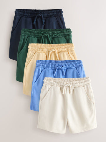 Blue/Yellow/ Navy Blue Jersey Shorts 5 Pack (3mths-7yrs)