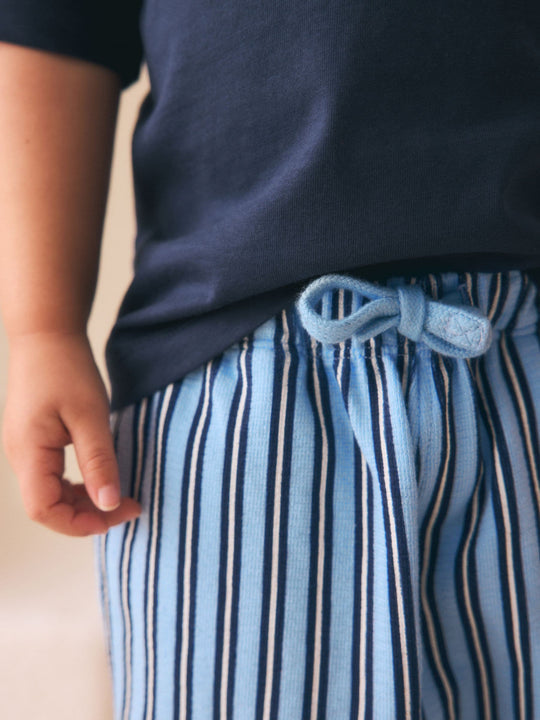 Blue Navy Stripe Textured Lightweight Joggers (3mths-7yrs)