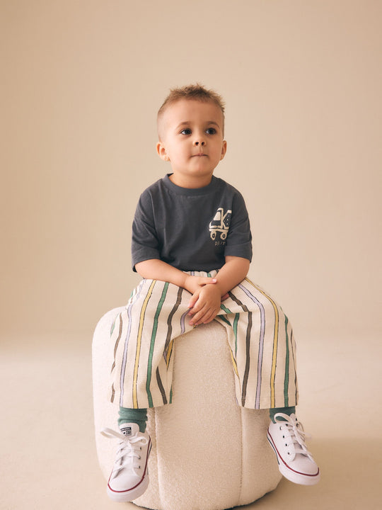 Multi Pastel Stripe Textured Lightweight Joggers (3mths-7yrs)