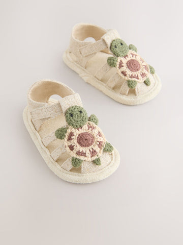 Neutral Turtle Baby Fisherman Sandals (0-2mths)