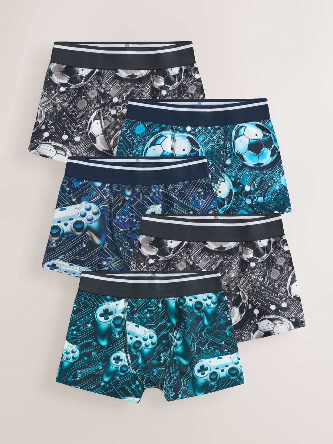 Football/Gamer Boxers 5 Pack (2-16yrs)