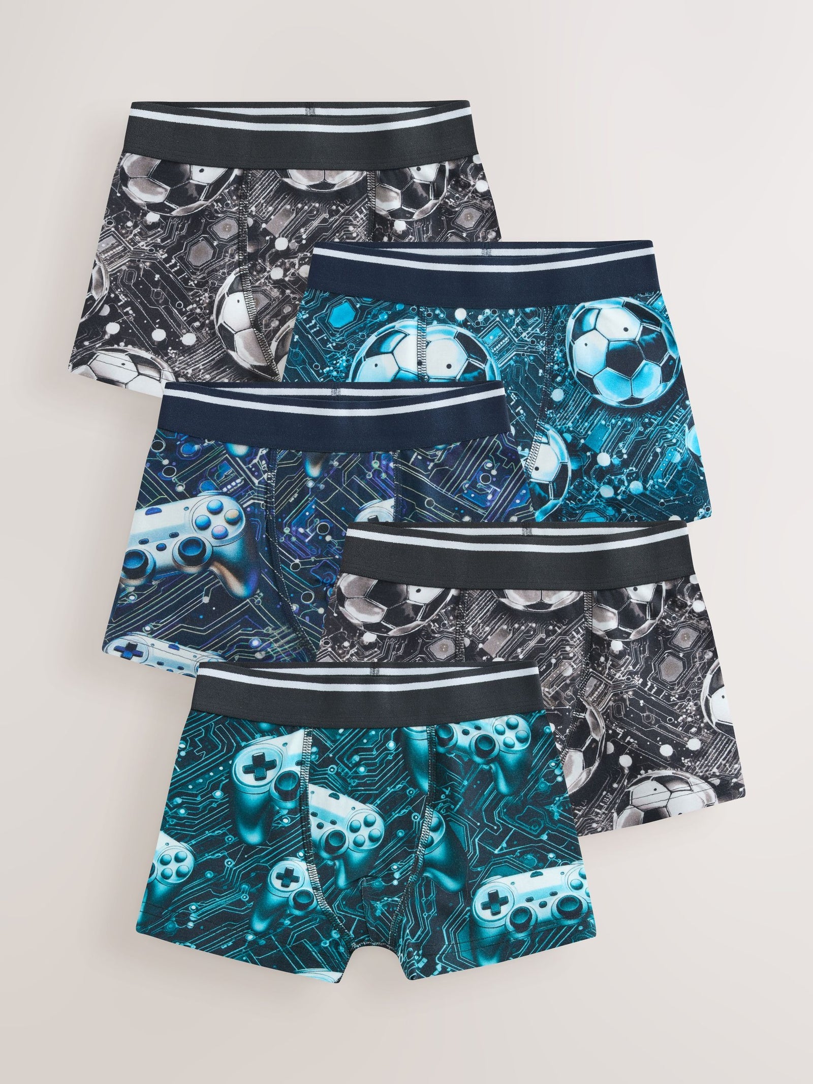 Football/Gamer Boxers 5 Pack (2-16yrs)
