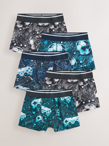 Football/Gamer Boxers 5 Pack (2-16yrs)
