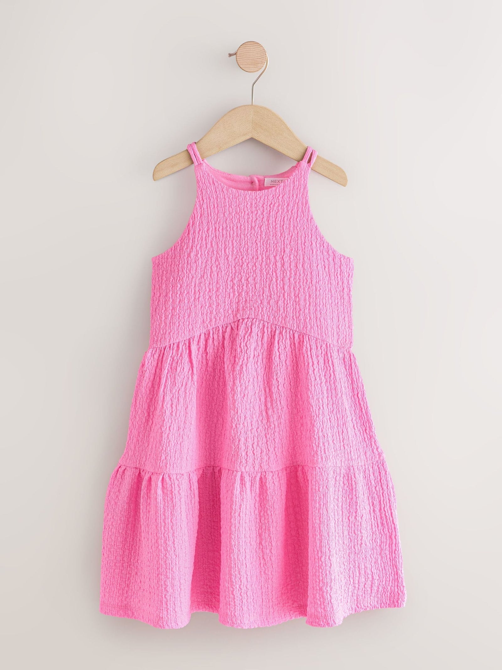 Pink Strappy Crinkle Summer Dress (3-16yrs)