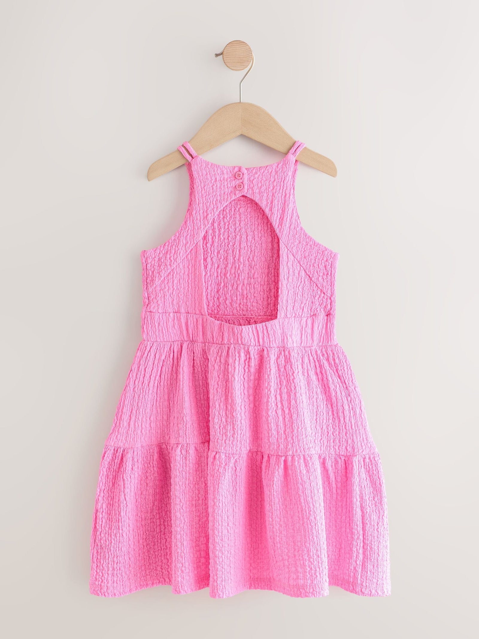 Pink Strappy Crinkle Summer Dress (3-16yrs)