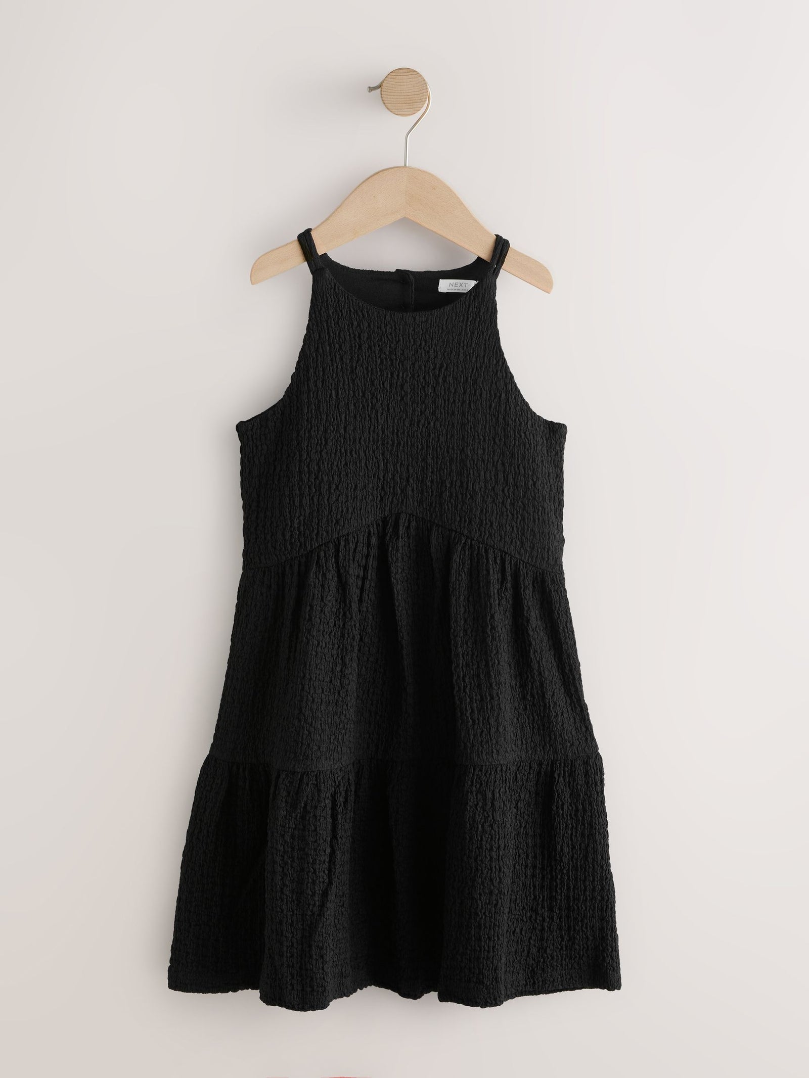 Black Strappy Crinkle Summer Dress (3-16yrs)