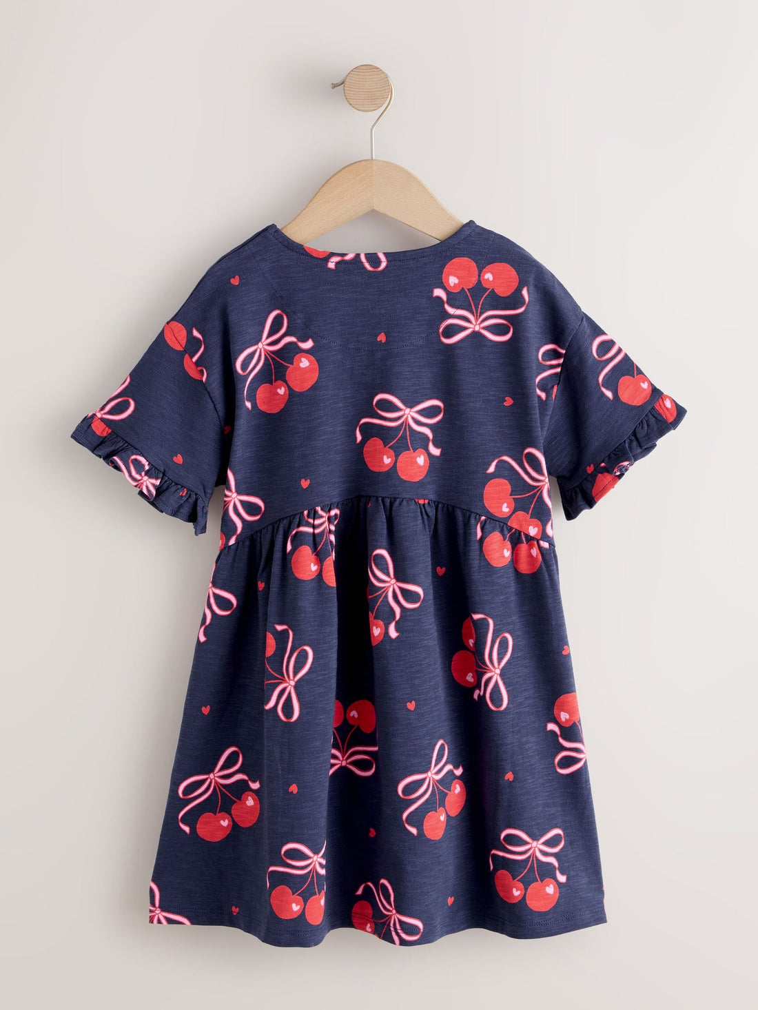 Navy Cherry Print Short Sleeve Jersey Dress (3-16yrs)