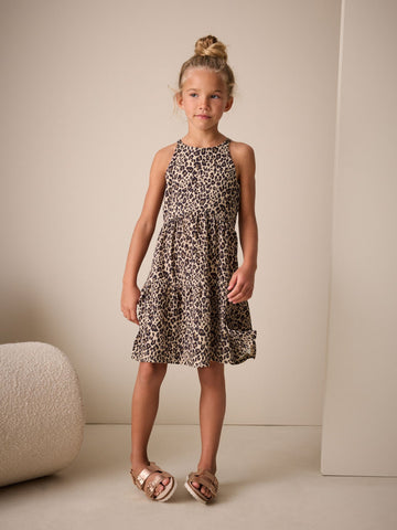 Animal Strappy Crinkle Summer Dress (3-16yrs)