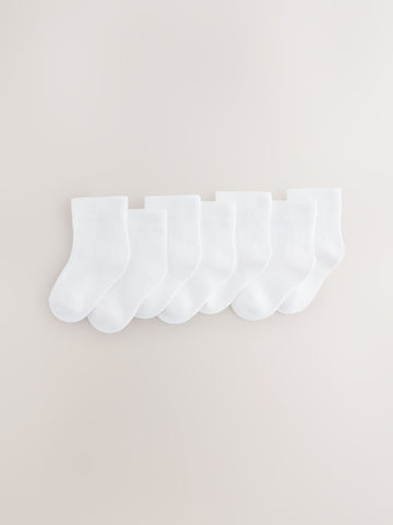 White 7 Pack Baby Socks (0mths-2yrs)