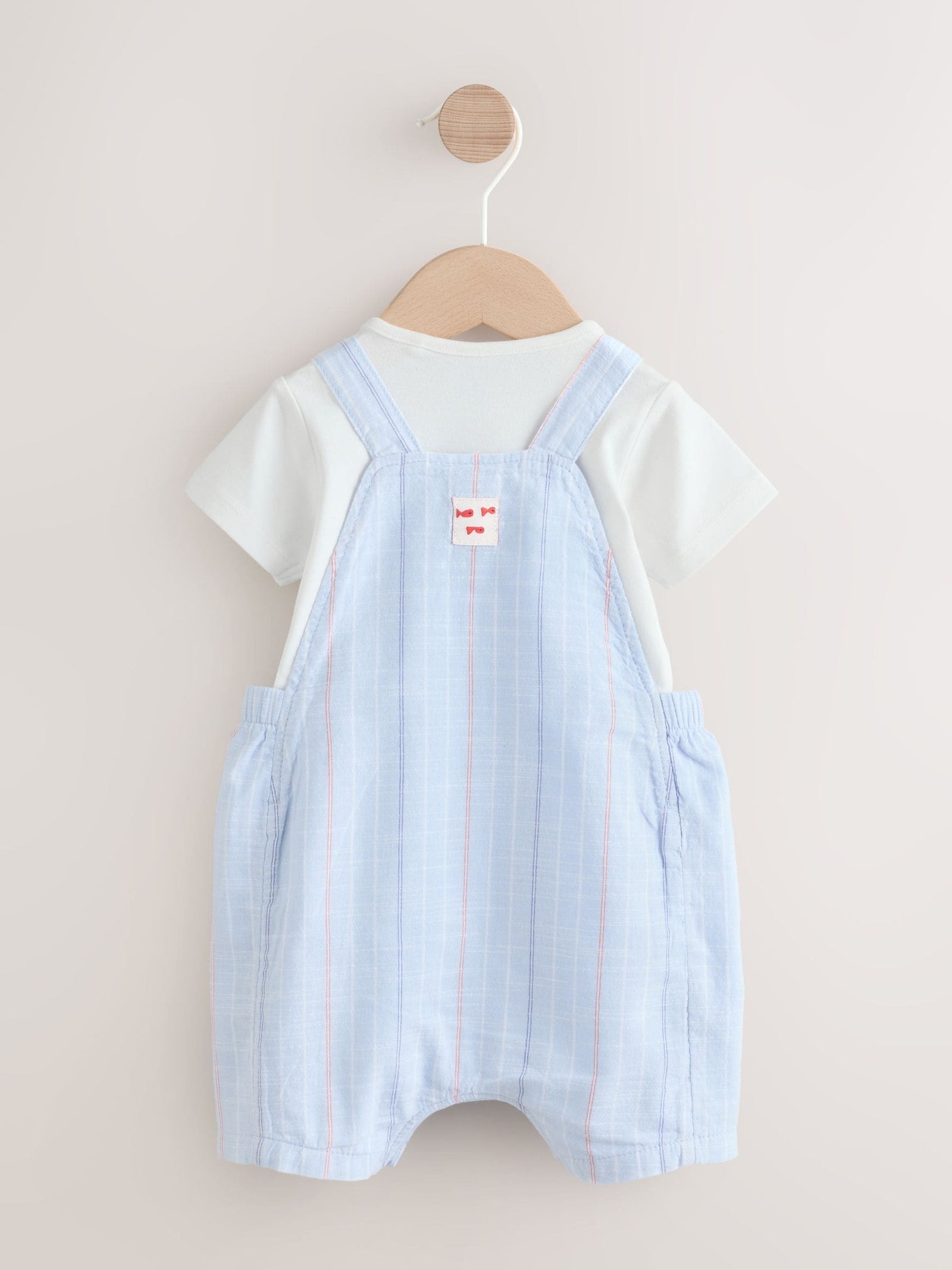 Blue Nautical Stripe Dungarees And Bodysuit Baby Set (0mths-2yrs)