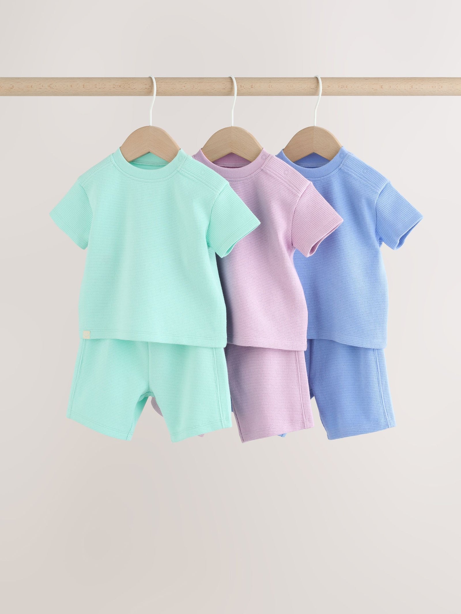 Blue/Lilac/Green Tops and Shorts 6 Piece Baby Set (0mths-2yrs)