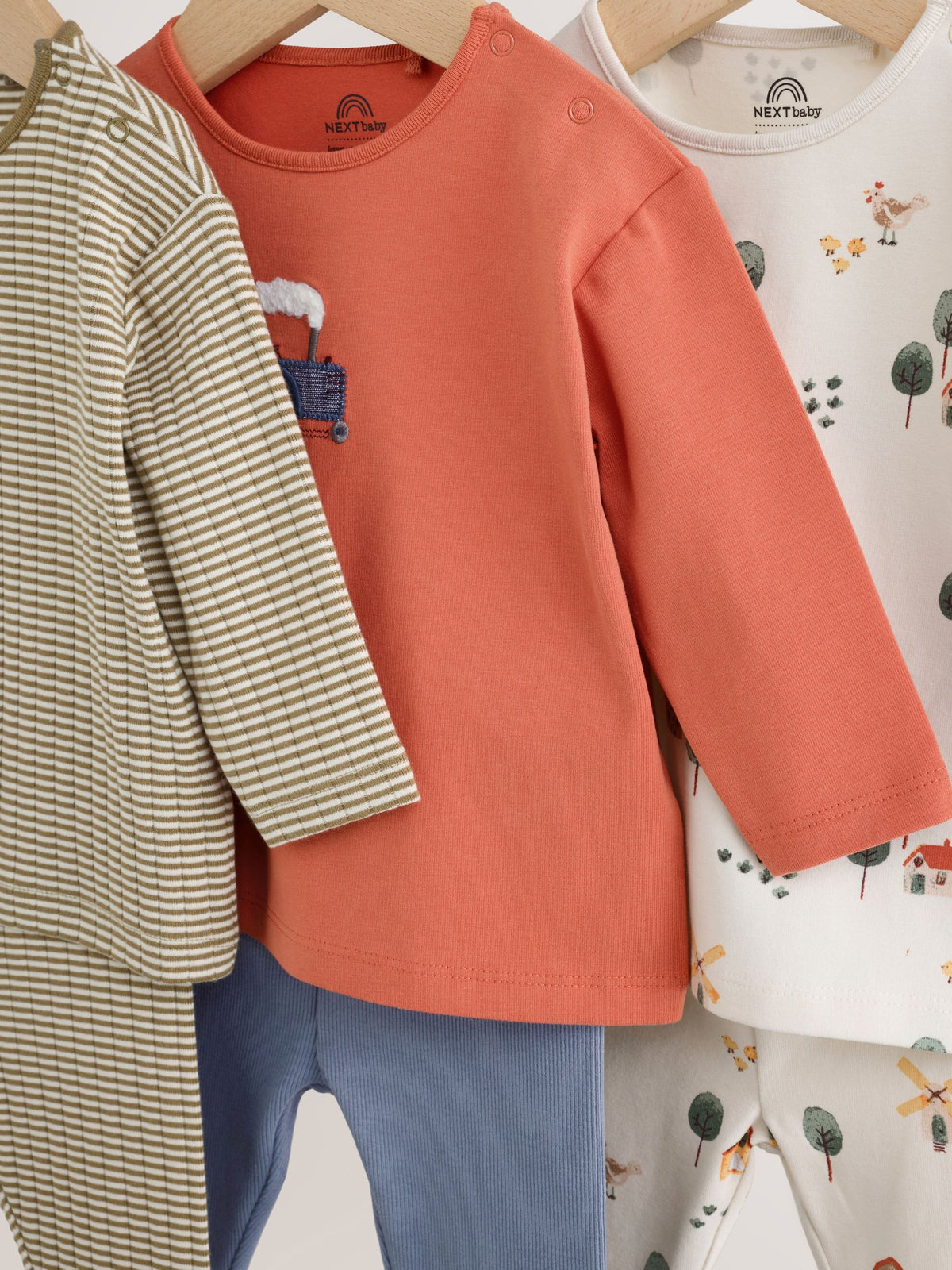 Brown/Blue/Cream Hamish Farm Baby Top and Leggings Set 6 Piece (0mths-3yrs)