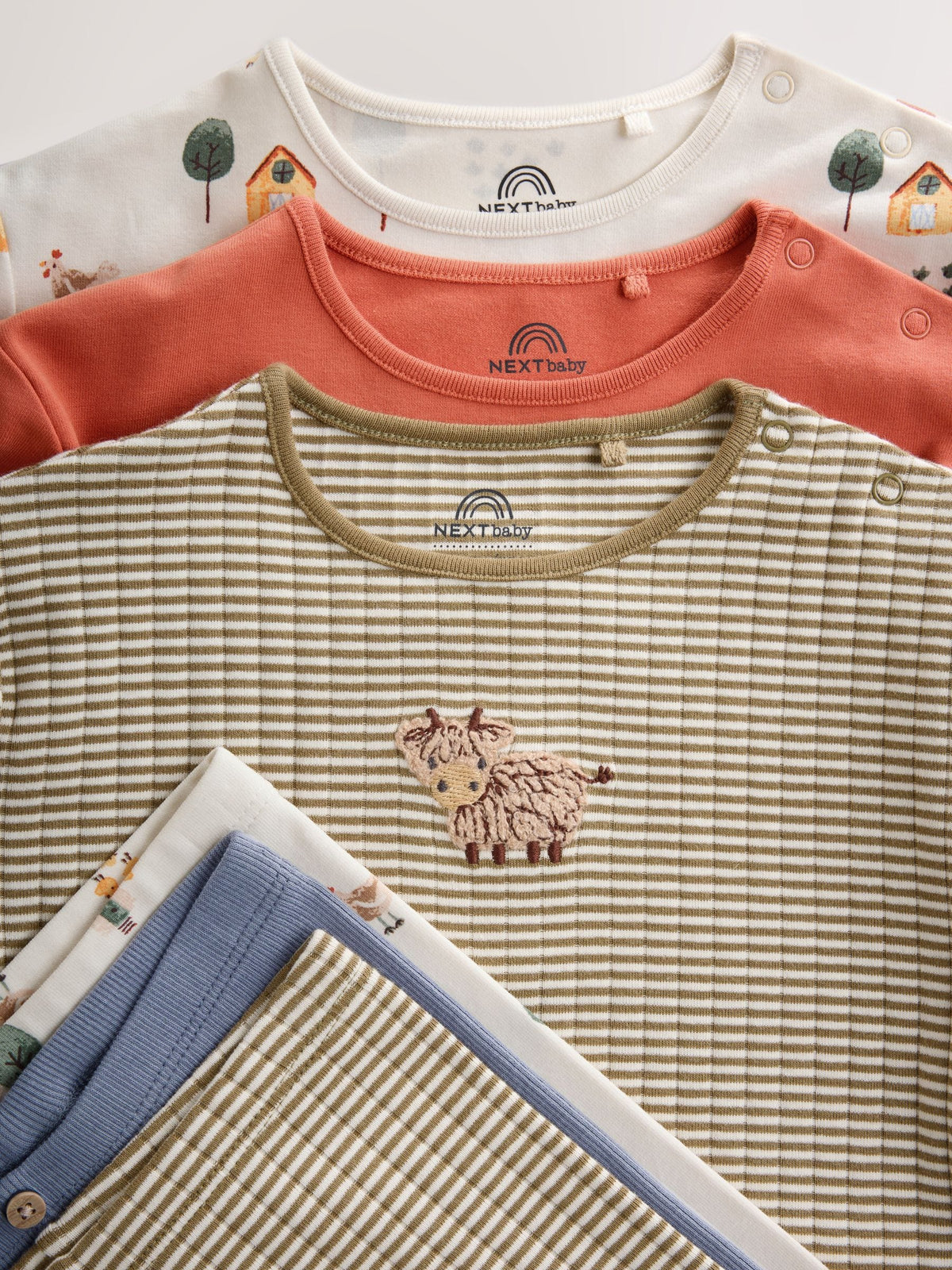 Brown/Blue/Cream Hamish Farm Baby Top and Leggings Set 6 Piece (0mths-3yrs)