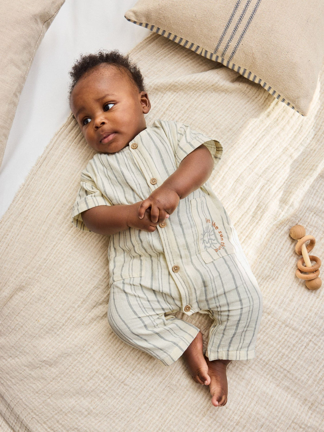 Mono Stripe Short Sleeve Baby Romper (0mths-3yrs)