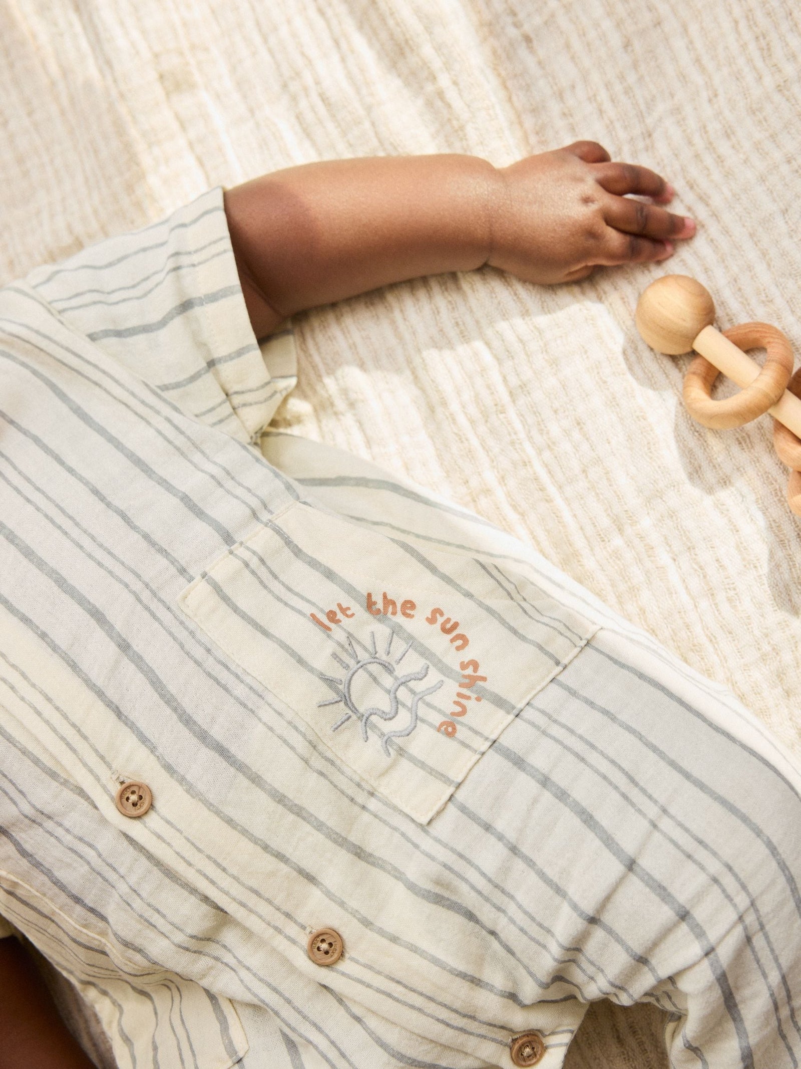 Mono Stripe Short Sleeve Baby Romper (0mths-3yrs)