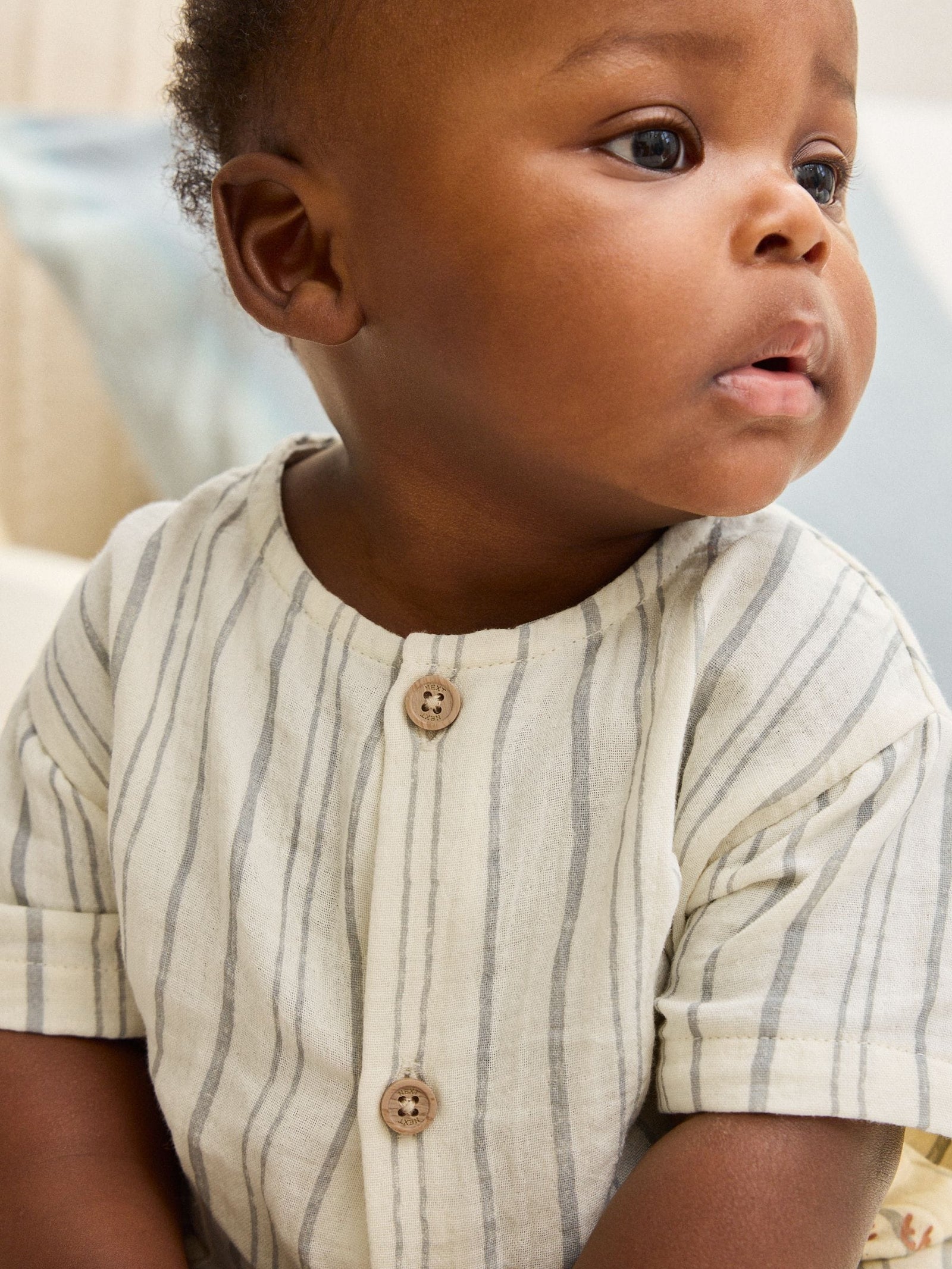 Mono Stripe Short Sleeve Baby Romper (0mths-3yrs)