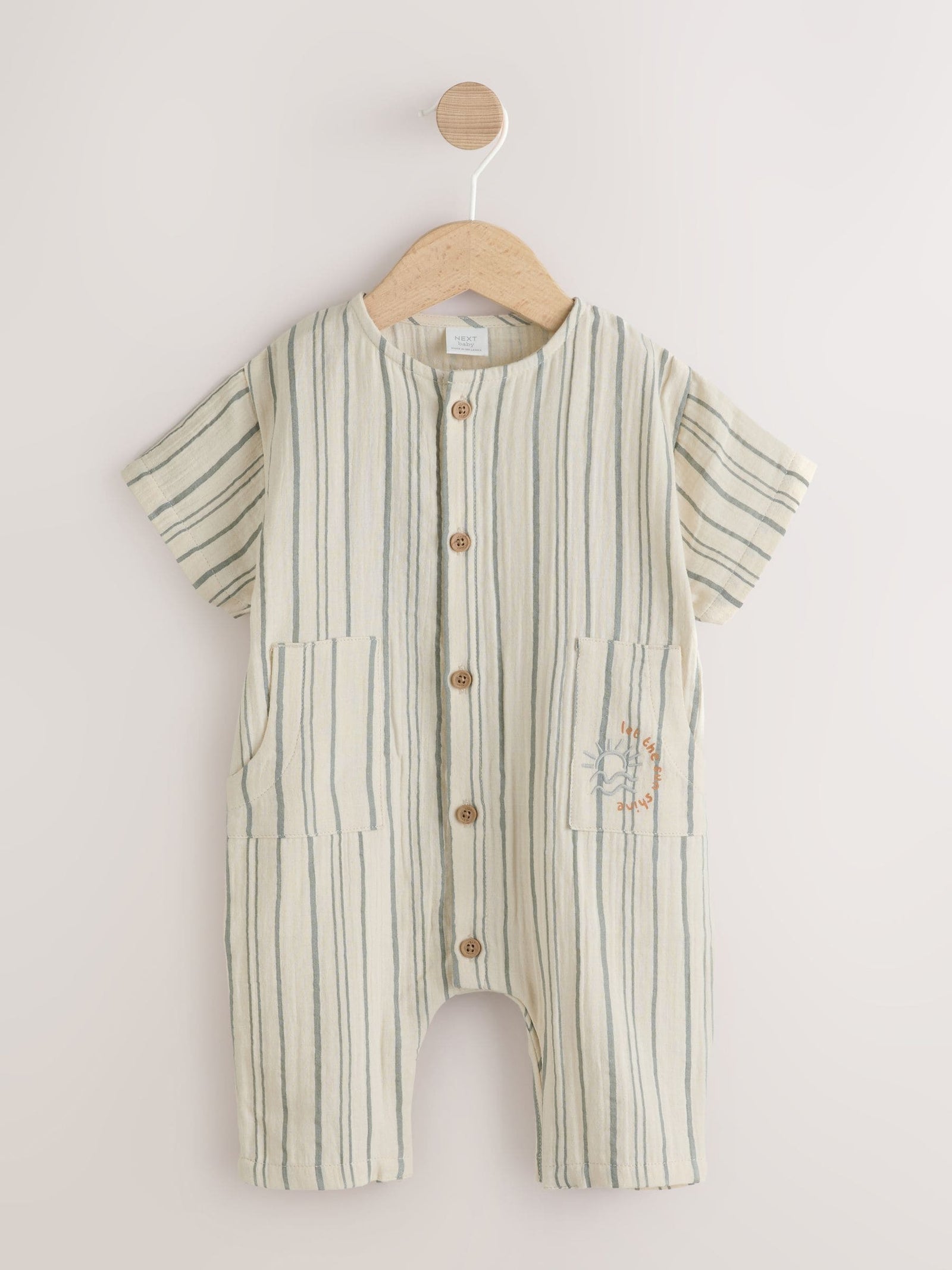 Mono Stripe Short Sleeve Baby Romper (0mths-3yrs)