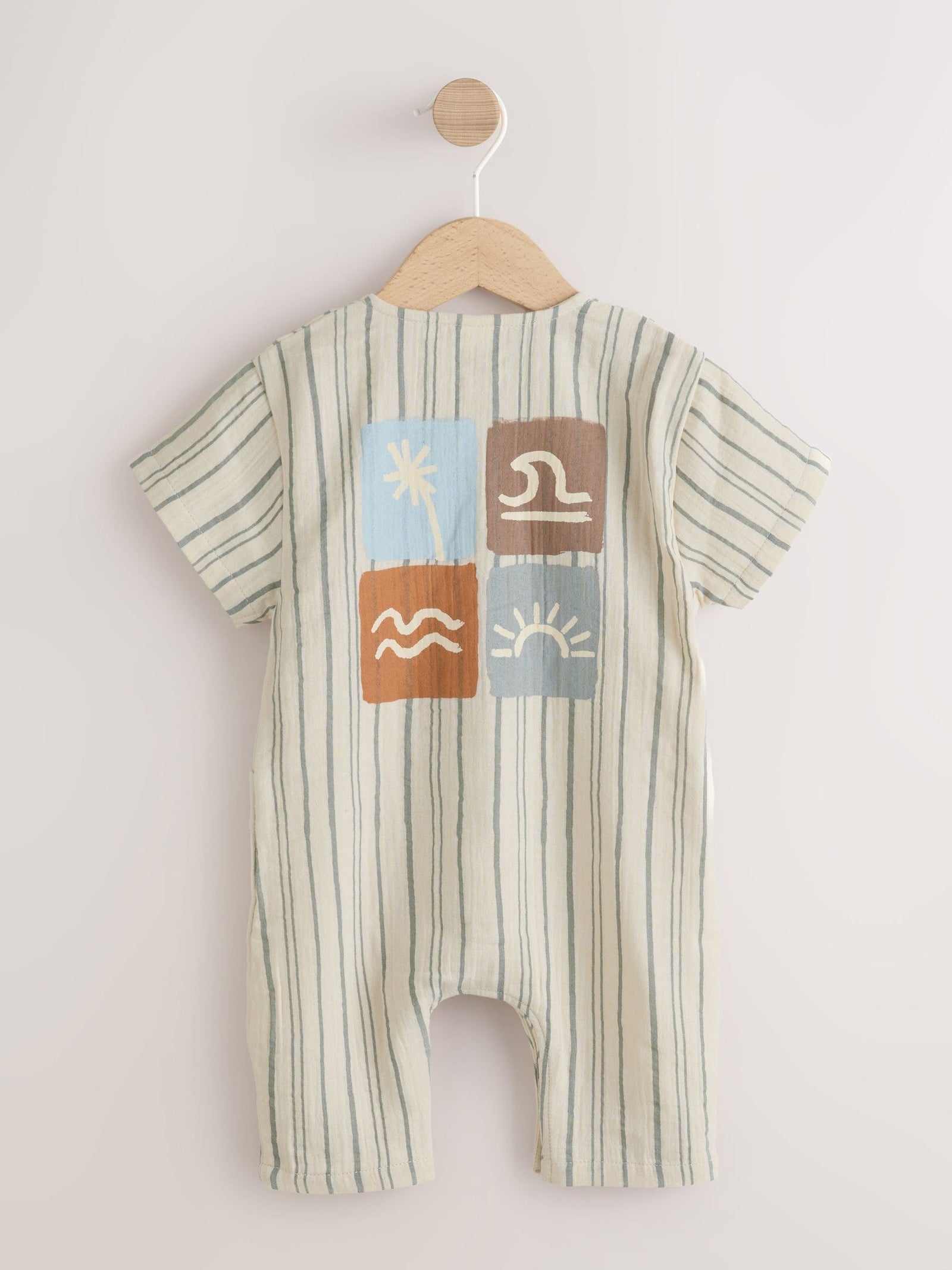 Mono Stripe Short Sleeve Baby Romper (0mths-3yrs)