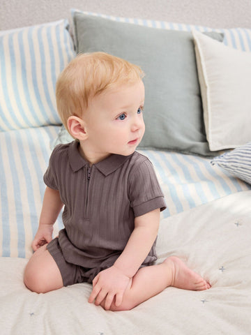 Brown Polo Top and Shorts Baby Set (0mths-2yrs)