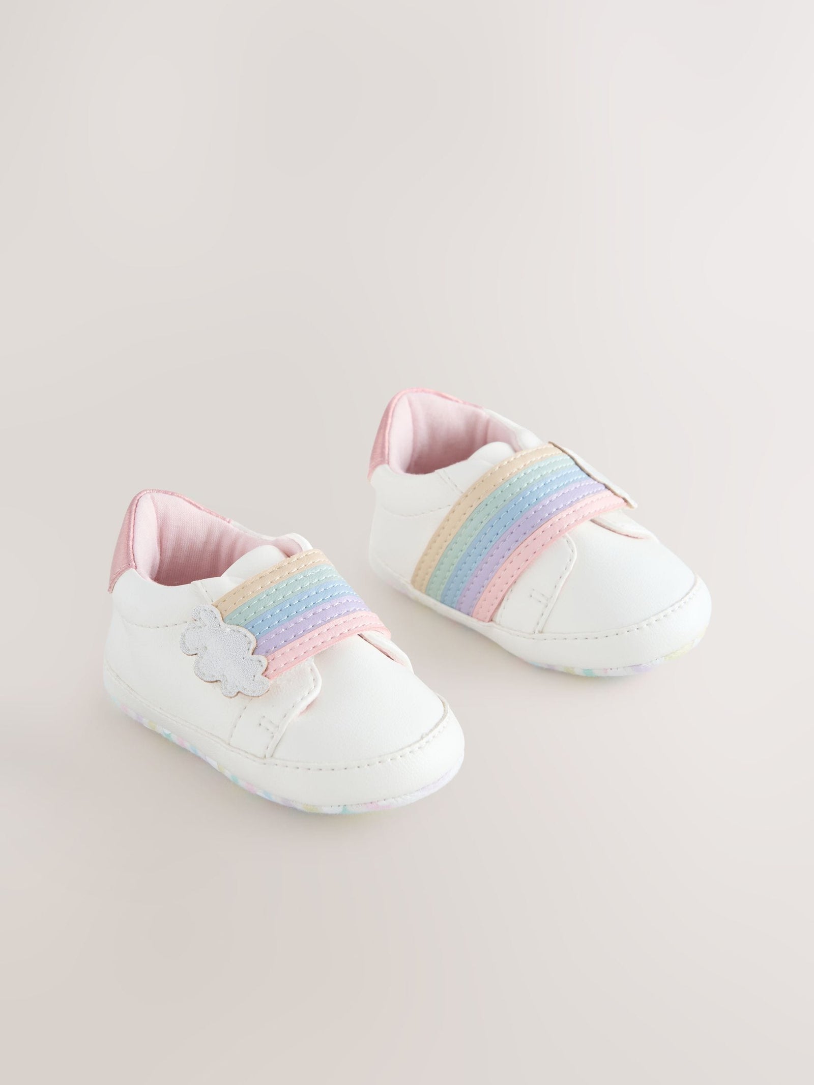 White Rainbow Baby Touch Fasten Trainers (0-24mths)
