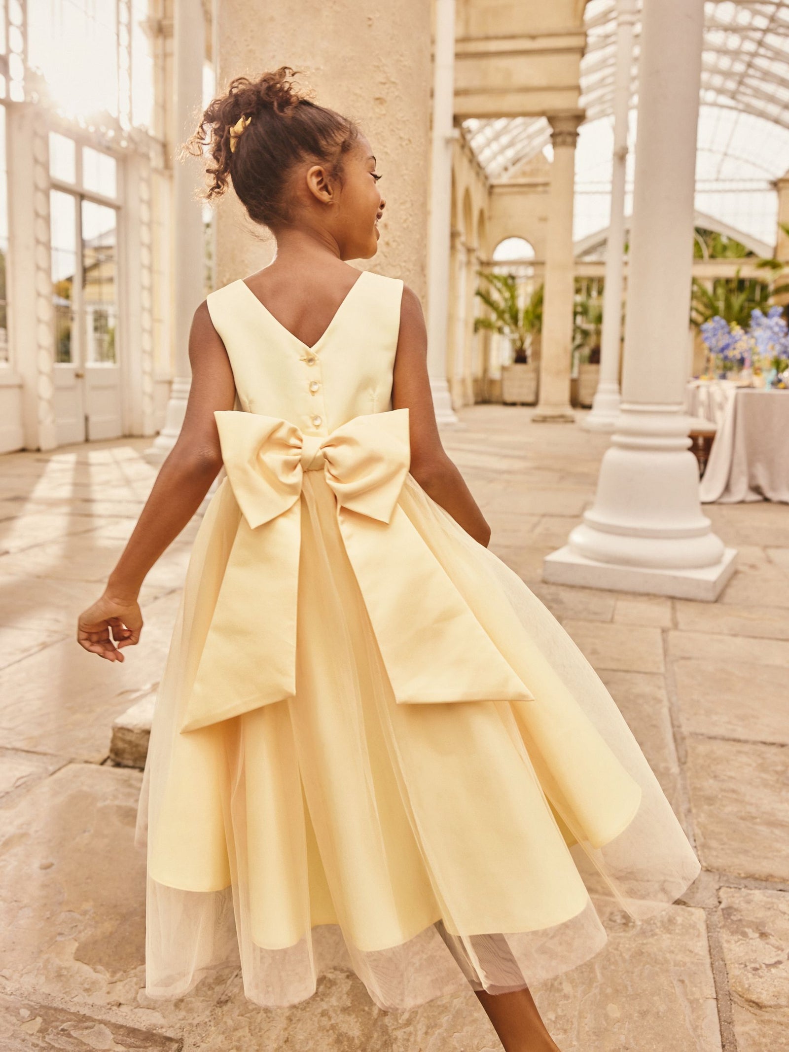 Yellow Flower Girl Bow Dress (3-12yrs)