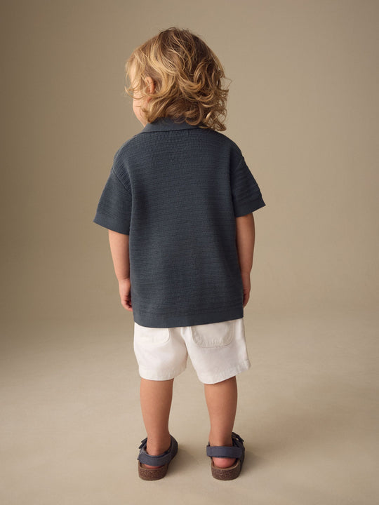 Charcoal Grey Knitted Cornelli Polo Shirt (3mths-7yrs)