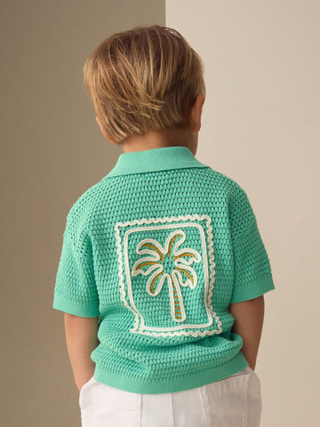 Green Knitted Cornelli Polo Shirt (3mths-7yrs)