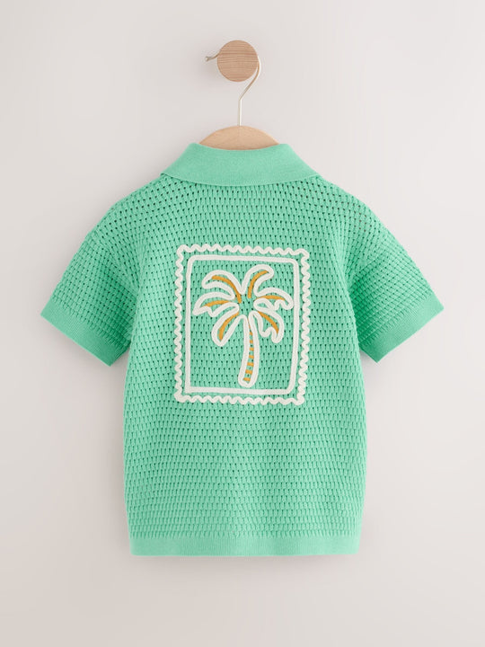Green Knitted Cornelli Polo Shirt (3mths-7yrs)