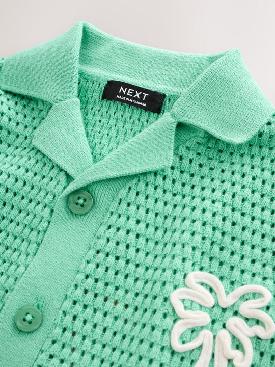 Green Knitted Cornelli Polo Shirt (3mths-7yrs)