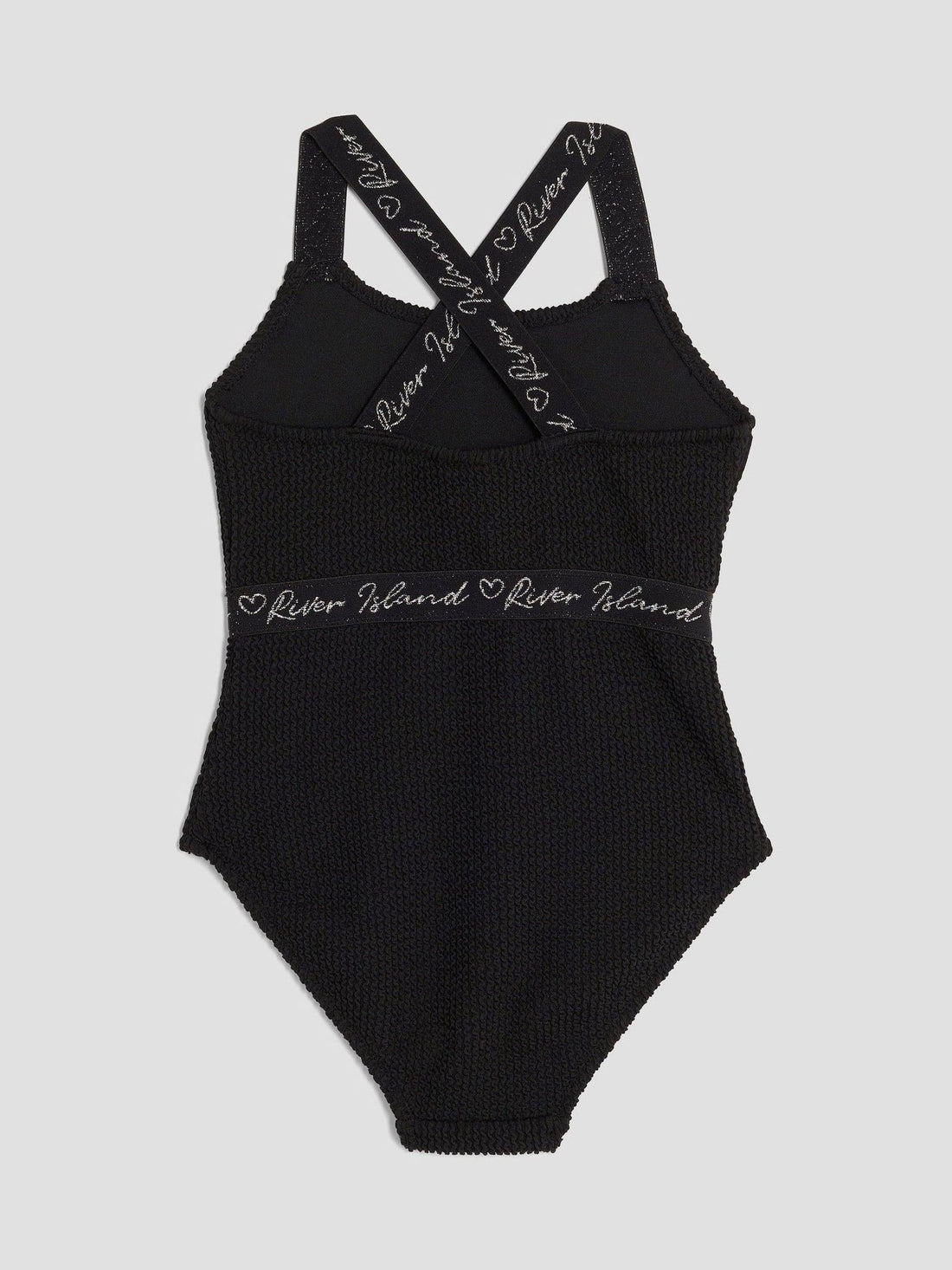 River Island Black Elastic Textured Swimsuit