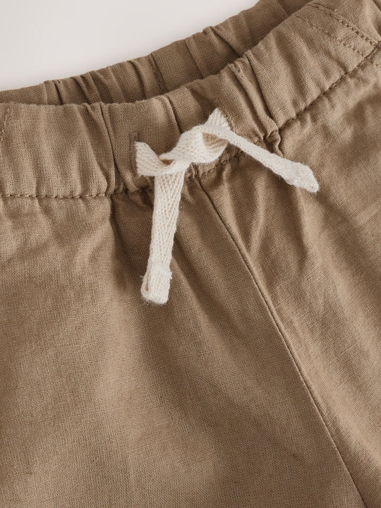 Tan Brown Wide Fit Linen Blend Pull on Trousers (3mths-7yrs)