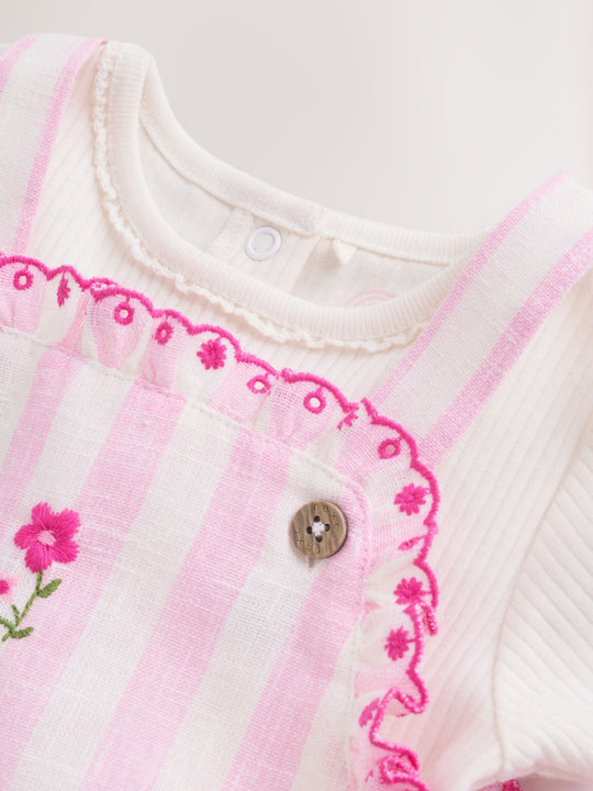 Pink Stripe Baby Dungarees and Bodysuits Set 2 Piece (0mths-2yrs)