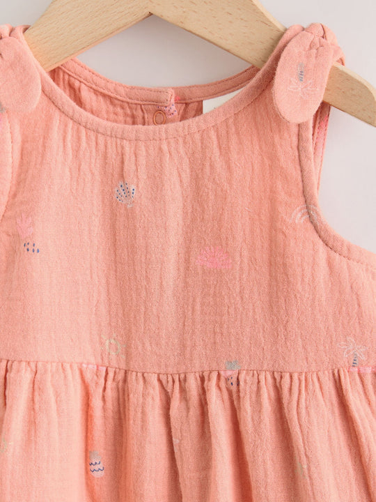 Orange Tropical Baby Long Leg Muslin Romper (0mths-3yrs)