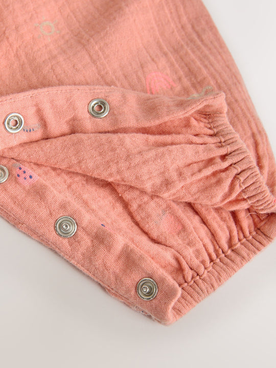 Orange Tropical Baby Long Leg Muslin Romper (0mths-3yrs)