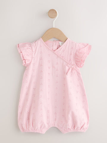 Pink Broderie Baby Romper (0mths-2yrs)