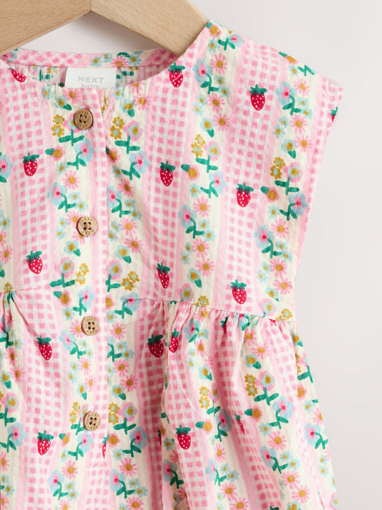 Pink Floral Bloomer Baby Romper (0mths-2yrs)