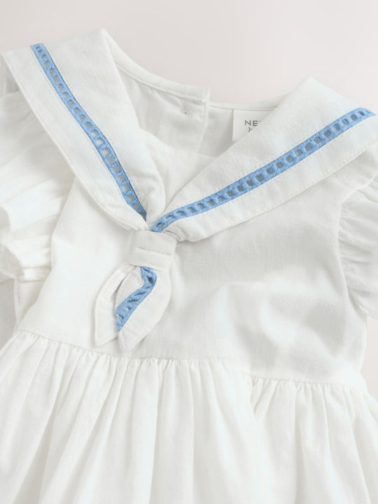 White Woven Baby Dress (0mths-2yrs)