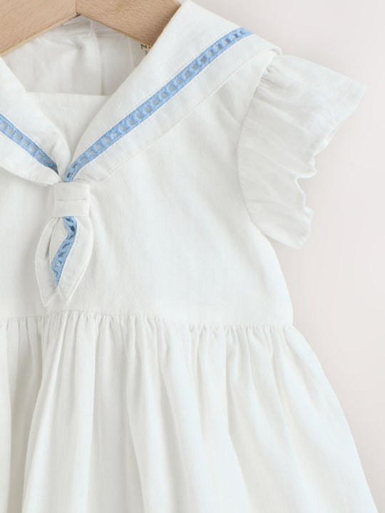 White Woven Baby Dress (0mths-2yrs)
