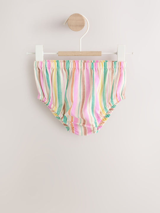 Multi Stripe Woven Baby Dress And Knickers 2 Piece Set (0mths-2yrs)